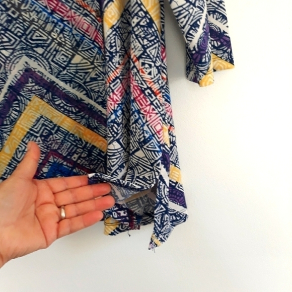 Multiples  Top 3/4 sleeve geometric pattern linen design multicolor top size L - Picture 6 of 14